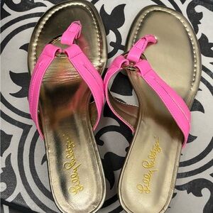 Lilly Pulitzer Pink Sandals with Cork Wedge